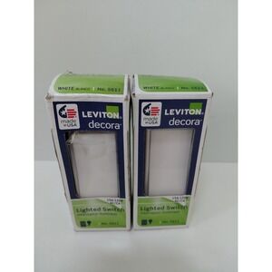 Leviton Decora 5611 Lighted Rocker Switch White 15A 120V Lot of 2 Made in USA